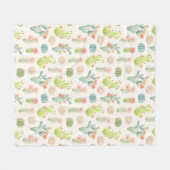Weicher Pastellkaktus u. saftiges Muster Fleecedecke (Vorderseite (Horizontal))