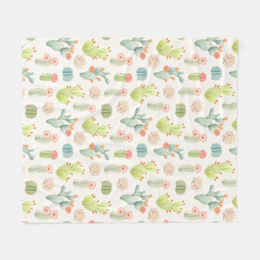 Weicher Pastellkaktus u. saftiges Muster Fleecedecke (Vorderseite (Horizontal))