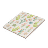 Weicher Pastellkaktus u. saftiges Muster Fliese (Seite)