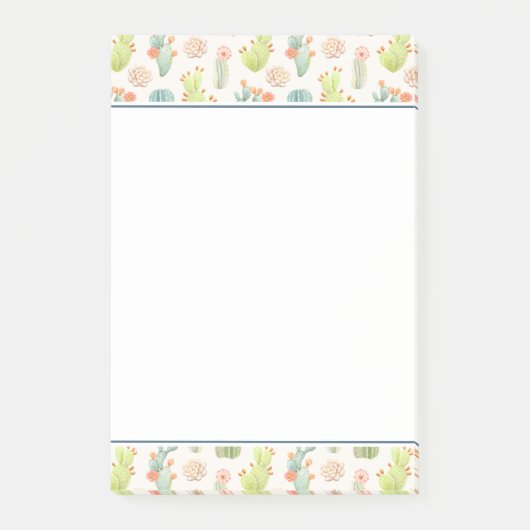 Weicher Pastellkaktus u. saftiges Muster Post-it Klebezettel (Vorderseite)