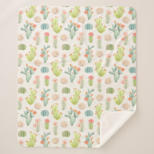 Weicher Pastellkaktus u. saftiges Muster Sherpadecke