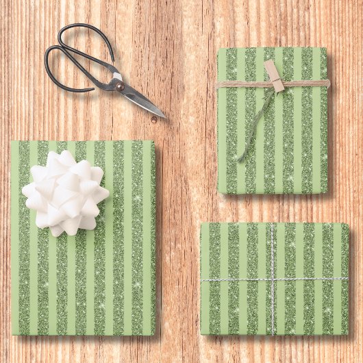 Weicher Pistazien-Glitter-Stil Minimal-Muster Geschenkpapier Set