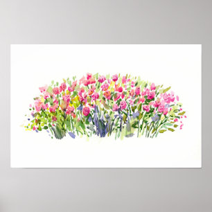 Weicher rosa Garten Aquarell – Florales Akzent Poster