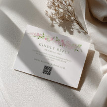 Weicher rosa grüner floraler Rahmen Hochzeits-QR-C