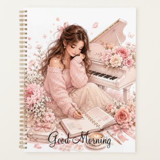 Weicher Rosa-Klavier-Blumen-Planer Planer