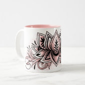 Weicher rosa Lotus-Mandala-Tee-heiße Zweifarbige Tasse (Vorderseite Links)
