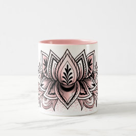 Weicher rosa Lotus-Mandala-Tee-heiße Zweifarbige Tasse