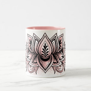 Weicher rosa Lotus-Mandala-Tee-heiße Zweifarbige Tasse
