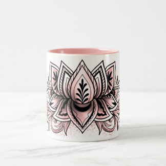Weicher rosa Lotus-Mandala-Tee-heiße Zweifarbige Tasse