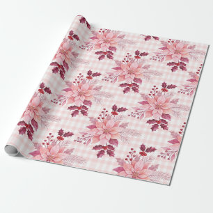 Weicher Rosé-Blumen-Weihnachts-Poinsettie TMF26 Geschenkpapier