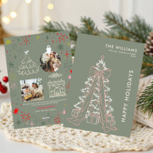 Weicher Salbei-Hand gezeichneter Weihnachtsbaum-Bo