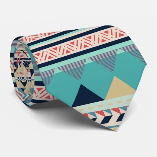 Weicher Südweststammes- Muster-Rosa-Türkis-Gold Krawatte (Gerollt)