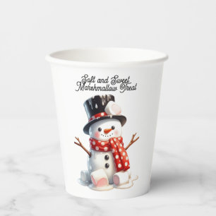 Weicher und süßer Marshmallow-Schneemann Pappbecher