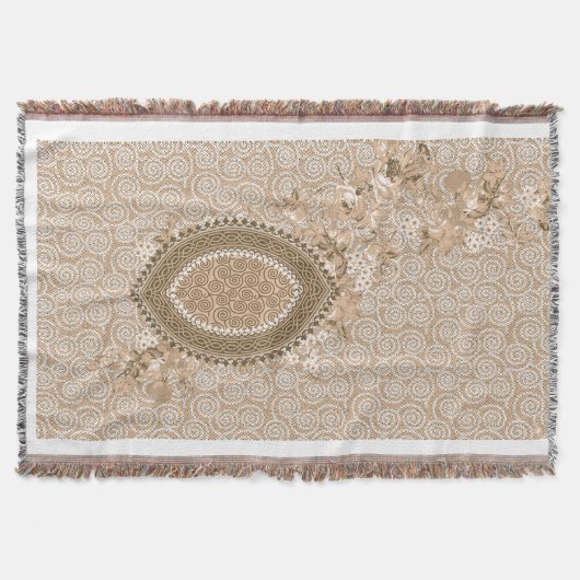 Weicher Vintager botanischer neutraler Zuhause-Akz Decke (Vorderseite)