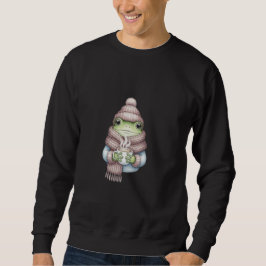 Weicher Wasserfrosch mit Mütze und gestricktem Sch Sweatshirt