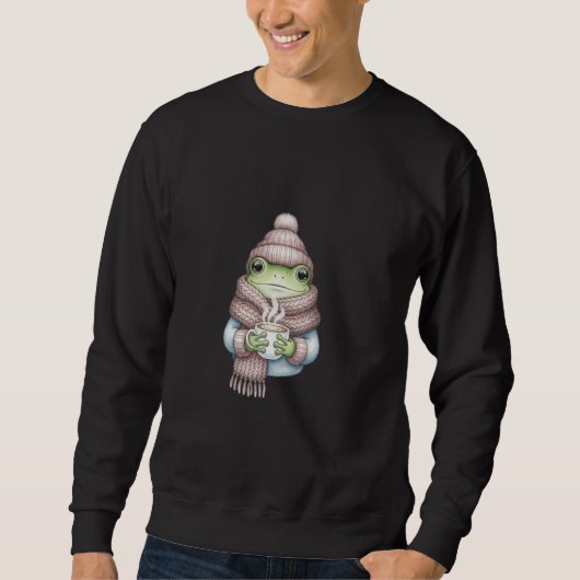 Weicher Wasserfrosch mit Mütze und gestricktem Sch Sweatshirt (Vorderseite)