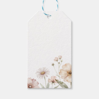 Weicher Wildblumen-Rand Wasserfarben-Hintergrund Geschenkanhänger