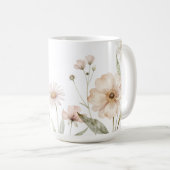 Weicher Wildblumen-Rand Wasserfarben-Hintergrund Kaffeetasse (VorderseiteRechts)