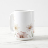 Weicher Wildblumen-Rand Wasserfarben-Hintergrund Kaffeetasse (Vorderseite Links)