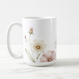 Weicher Wildblumen-Rand Wasserfarben-Hintergrund Kaffeetasse