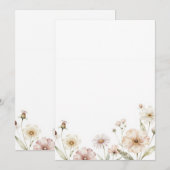 Weicher Wildblumenrand Wasserfarben Hintergrund Einladung (Vorne/Hinten)