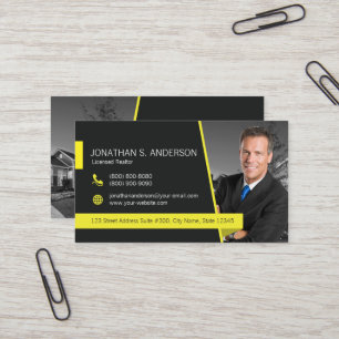 Weichert Realtor Business Card Schwarz-Gelb Visitenkarte