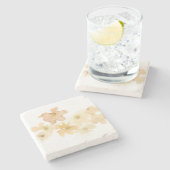 *~* Weiches Abstraktes Beige Pfirsichwasser Steinuntersetzer (Seitenansicht)