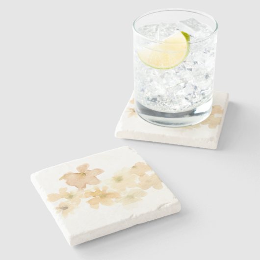 *~* Weiches Abstraktes Beige Pfirsichwasser Steinuntersetzer (Seitenansicht)