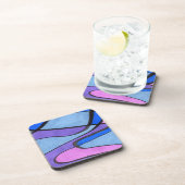Weiches, abstraktes Design in rosa blaue violette Getränkeuntersetzer (Rechte Seite)
