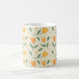 Weiches Aquarell Orange Wildblumen Nahtloses Muste Kaffeetasse