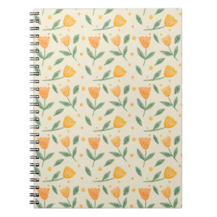 Weiches Aquarell-Orangen-Wildblumen-Nahtloses Must Notizblock