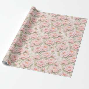 Weiches Aquarell-Pfingstrosen-Blumenmuster nahtlos Geschenkpapier