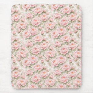 Weiches Aquarell-Pfingstrosen-Blumenmuster ohne Na Mousepad