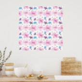 Weiches Aquarell-Rosa-Blumenmuster | Poster (Küche)