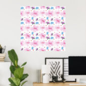 Weiches Aquarell-Rosa-Blumenmuster | Poster (Heimbüro)