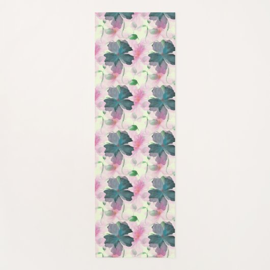 Weiches Aquarell-Rosa-Blumenmuster Yogamatte (Vorderseite)