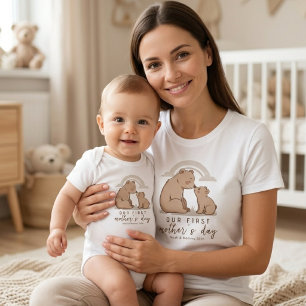 Weiches Bär-Mama-Baby-Liebe-Erste-Muttertags-Desig T-Shirt