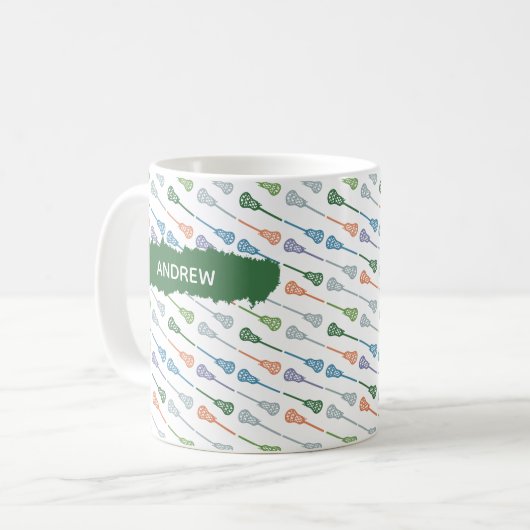 Weiches Barock-Diagonal Lacrosse Sticks Muster Kaffeetasse (Vorderseite Links)