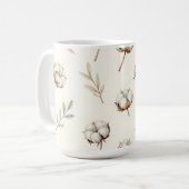 Weiches Baumwollblüten-Botanikmuster Kaffeetasse (Vorderseite Links)