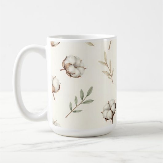 Weiches Baumwollblüten-Botanikmuster Kaffeetasse (Links)