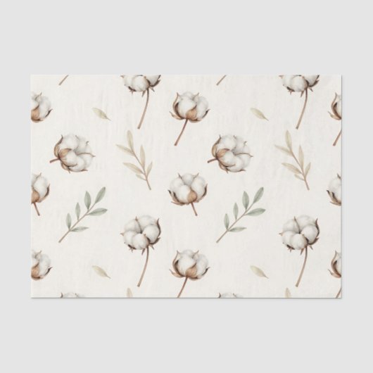 Weiches Baumwollblüten-Botanikmuster Seidenpapier (Vorderseite)