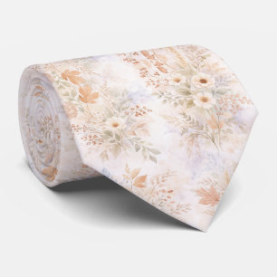 Weiches Beige Aquarell Blumenmuster Krawatte