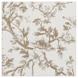 Weiches Beige Botanisches Toile-Muster Stoff