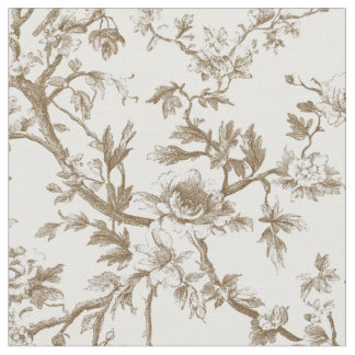 Weiches Beige Botanisches Toile-Muster Stoff