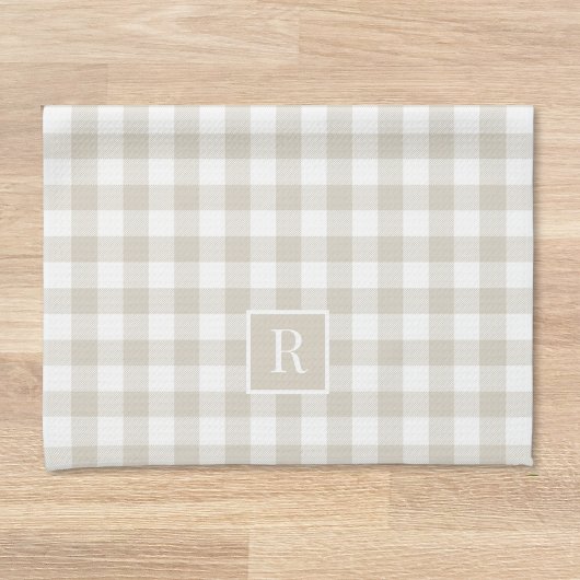 Weiches Beige Büffel-Karo mit individuellem Anfang Geschirrtuch