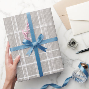 Weiches Beige-Creme-Fensterpaneel-Leinen-Karomuste Geschenkpapier