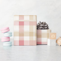 Weiches Beige Rosa Romantisches Gingham Karo Muste