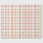 Weiches Beige Rosa Romantisches Gingham Karo Muste Geschenkpapier (Flach)