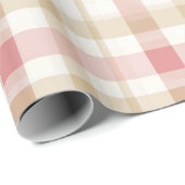Weiches Beige Rosa Romantisches Gingham Karo Muste Geschenkpapier (Rolleneckpunkt)