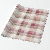 Weiches Beige Rosa Romantisches Gingham Karo Muste Geschenkpapier (Ungerollt)